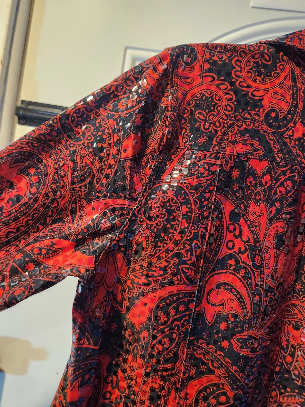 Vitage Koret Red and Black Paisley Jacket Embellished w/ Sequins - Womens Size S